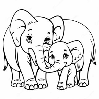 Realistic Elephant Family Coloring Page 49484-41285