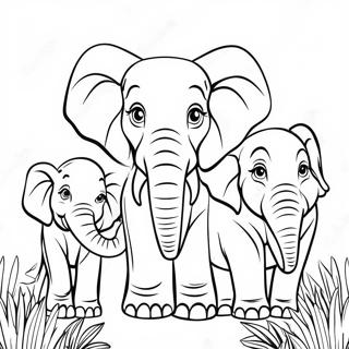 Realistic Elephant Family Coloring Page 49484-41286