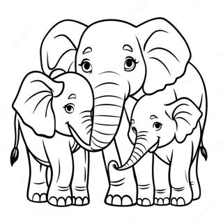 Realistic Elephant Family Coloring Page 49484-41287