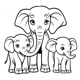 Realistic Elephant Family Coloring Page 49484-41288