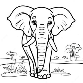 Realistic Elephant Coloring Pages