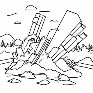 Colorful Earthquake Scene Coloring Page 49605-41386