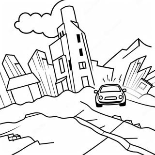 Colorful Earthquake Scene Coloring Page 49605-41387