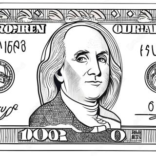 Realistic 100 Dollar Bill Coloring Page 49705-41465