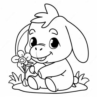 Cute Baby Eeyore With Flowers Coloring Page 49745-41522