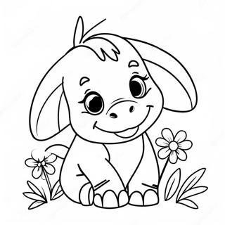 Cute Baby Eeyore With Flowers Coloring Page 49745-41523