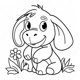 Cute Baby Eeyore With Flowers Coloring Page 49745-41524