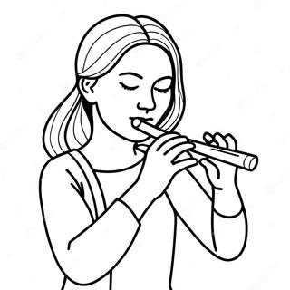 Beautiful Flute Player Coloring Page 49765-41506