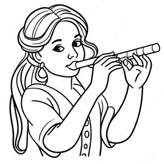 Beautiful Flute Player Coloring Page 49765-41508