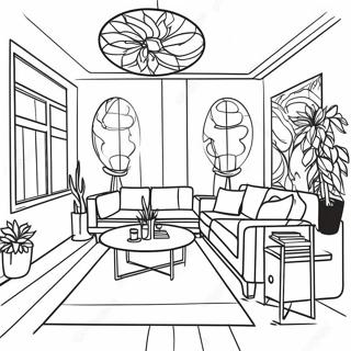 Modern Interior Design Living Room Coloring Page 49784-41526