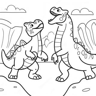 Dinosaurs Fighting In The Arena Coloring Page 49804-41539