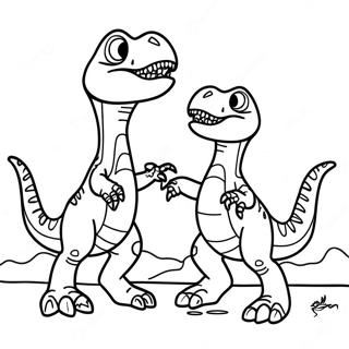 T Rex Vs Velociraptor Battle Coloring Page 49805-41549