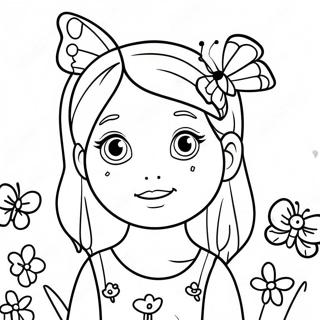 Cute Emily With A Butterfly Coloring Page 49935-41645