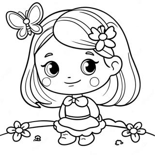 Cute Emily With A Butterfly Coloring Page 49935-41646