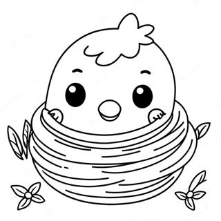 Cute Baby Chick In A Nest Coloring Page 4993-4006