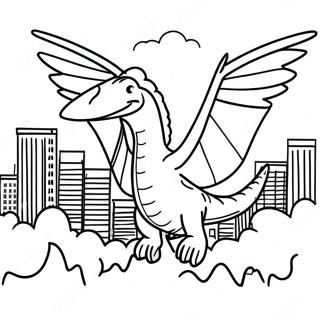 Rodan Flying Over City Coloring Page 49995-41701