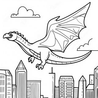 Rodan Flying Over City Coloring Page 49995-41702