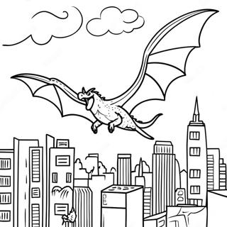 Rodan Flying Over City Coloring Page 49995-41703