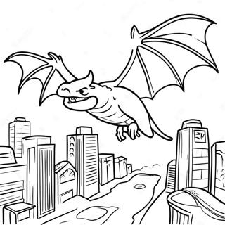 Rodan Flying Over City Coloring Page 49995-41704