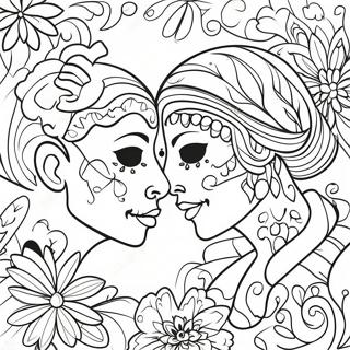 Couples Love Sugar Skull Coloring Page 50004-41699