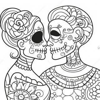 Couples Love Sugar Skull Coloring Page 50004-41700