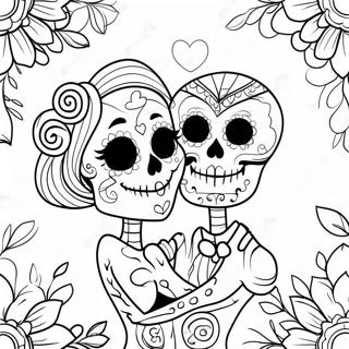 Romantic Sugar Skull Couples Coloring Page 50005-41705