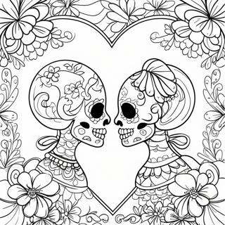 Romantic Sugar Skull Couples Coloring Page 50005-41708