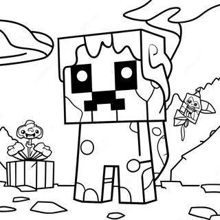 Minecraft Santa Creeper Coloring Page 50115-41809