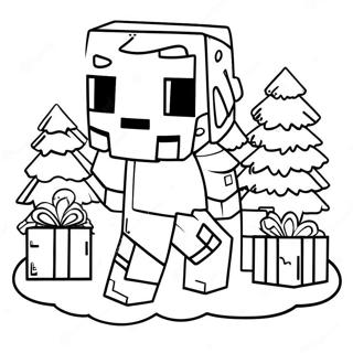 Minecraft Santa Creeper Coloring Page 50115-41812