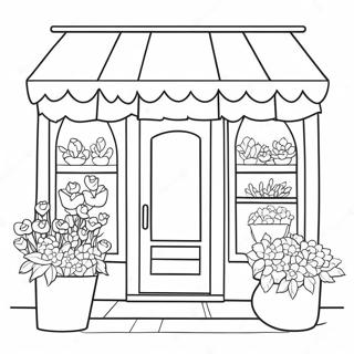 Cute Flower Shop Front Coloring Page 50125-41797