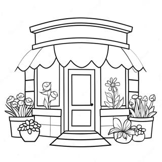 Cute Flower Shop Front Coloring Page 50125-41799