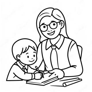 Friendly School Counselor Helping Kids Coloring Page 50135-41802