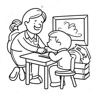 Friendly School Counselor Helping Kids Coloring Page 50135-41803