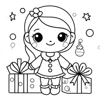 Adorable Christmas Girl With Presents Coloring Page 50145-41817