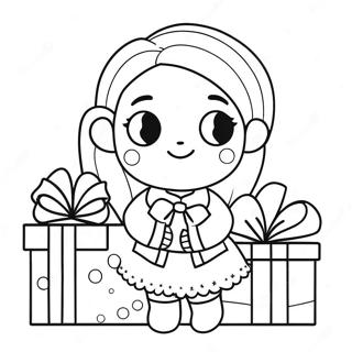 Adorable Christmas Girl With Presents Coloring Page 50145-41818