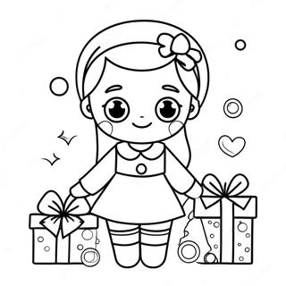 Adorable Christmas Girl With Presents Coloring Page 50145-41819