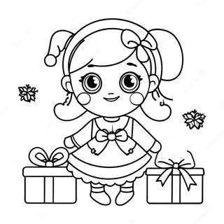 Adorable Christmas Girl With Presents Coloring Page 50145-41820