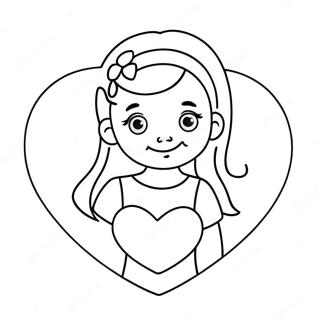 Sweet Daughter With Heart Coloring Page 50235-41889