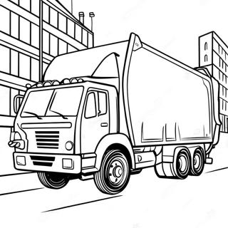 Big Garbage Truck Driving Through The City Coloring Page 502-401