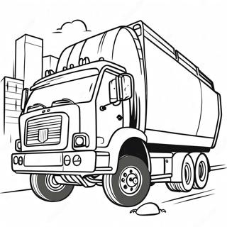 Big Garbage Truck Driving Through The City Coloring Page 502-402