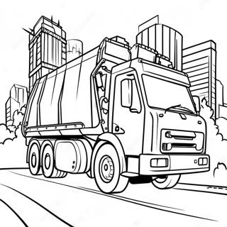 Big Garbage Truck Driving Through The City Coloring Page 502-403