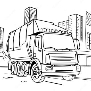 Big Garbage Truck Driving Through The City Coloring Page 502-404