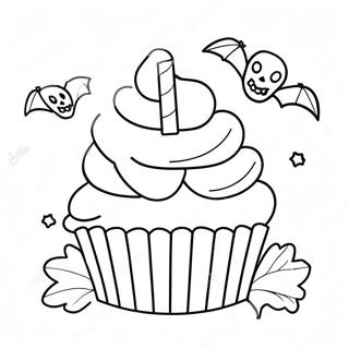 Spooky Halloween Cupcake Coloring Page 50315-41954