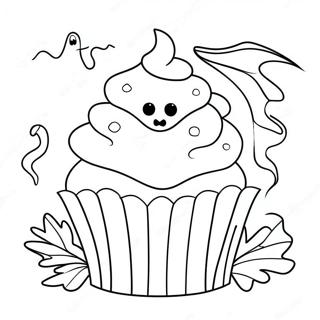 Spooky Halloween Cupcake Coloring Page 50315-41955