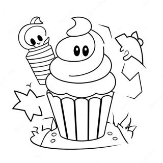 Spooky Halloween Cupcake Coloring Page 50315-41956