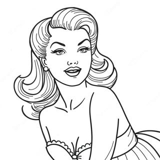 Vintage Pin Up Girl Coloring Page 50335-41970