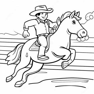 Cowboy Riding A Bucking Bronco Coloring Page 5033-4037