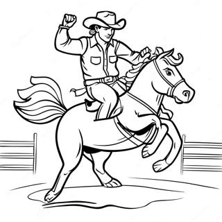 Cowboy Riding A Bucking Bronco Coloring Page 5033-4038