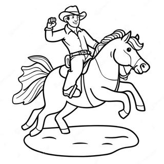 Cowboy Riding A Bucking Bronco Coloring Page 5033-4039