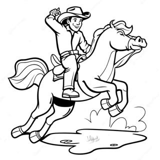 Cowboy Riding A Bucking Bronco Coloring Page 5033-4040